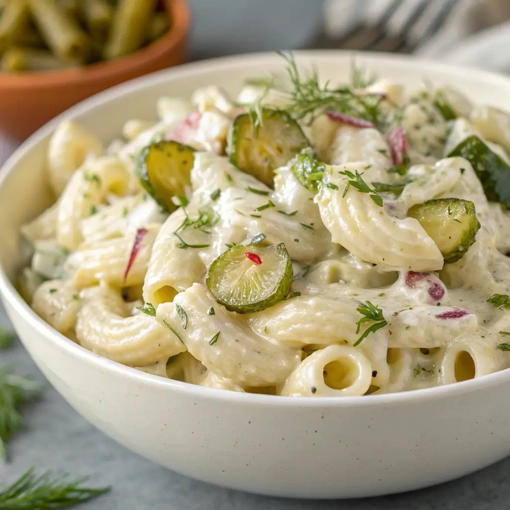 Dill Pickle Pasta Salad: A Tangy Dream.