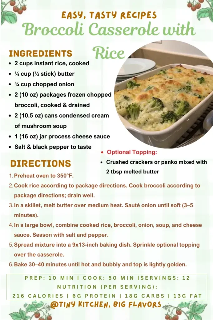 Broccoli Casserole with Rice
