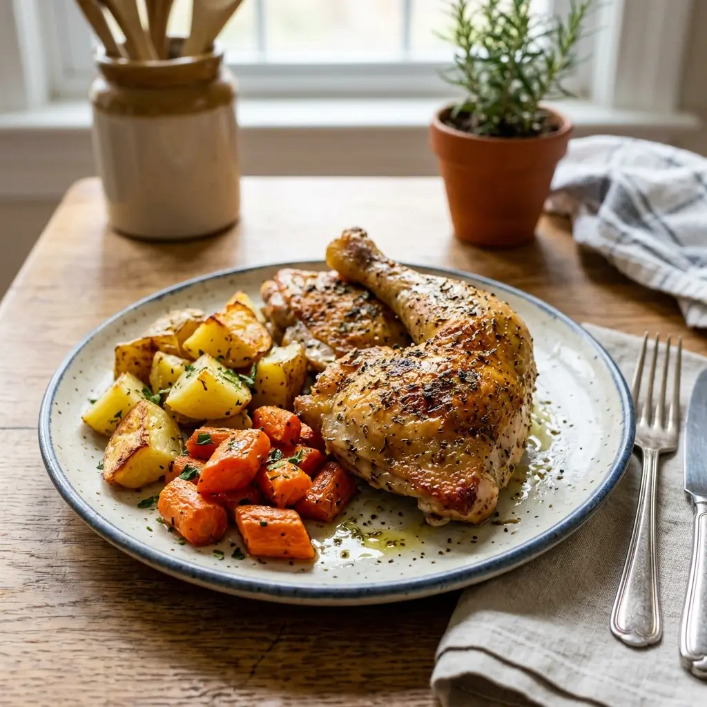 Baked Herb Chicken + Potatoes + Carrots