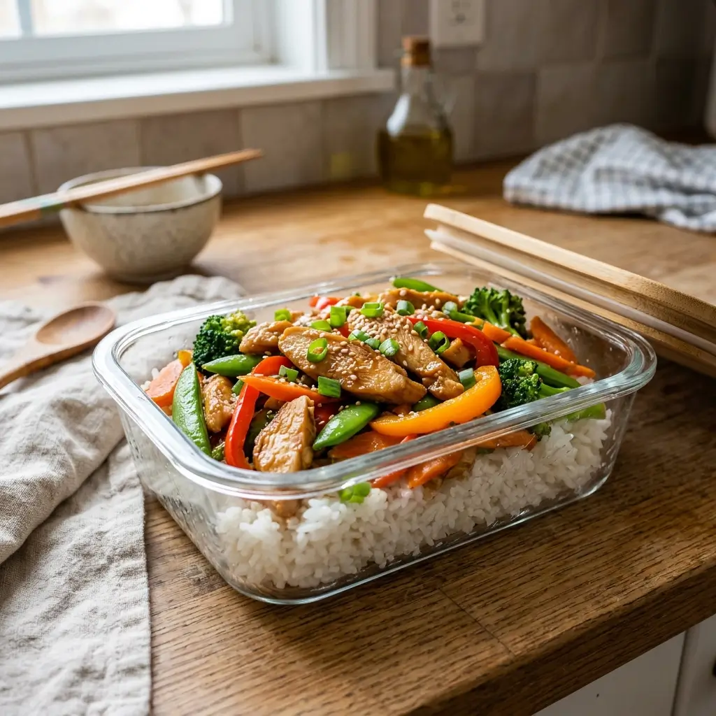 Chicken Stir-Fry + Vegetables + Rice