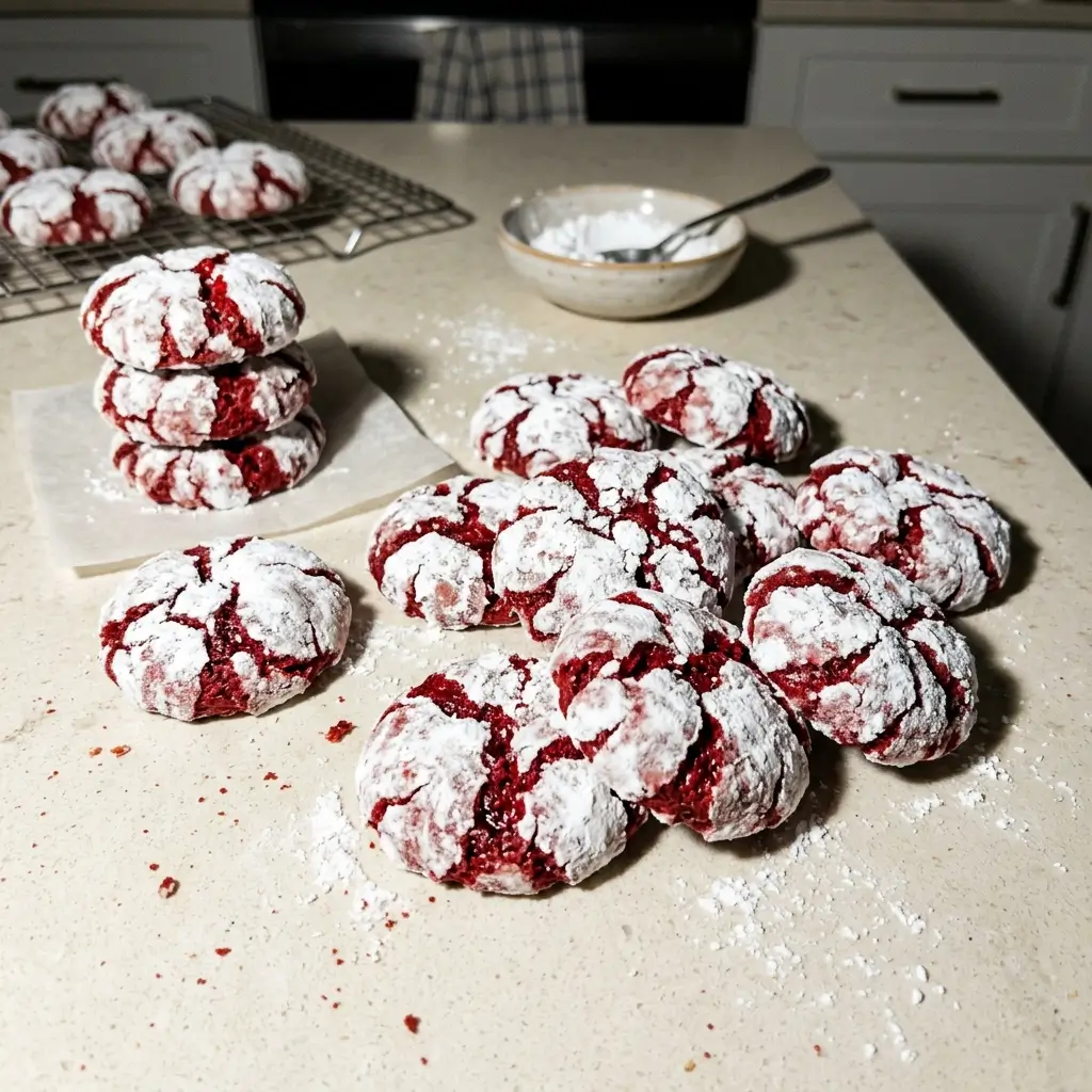 Red Velvet Crinkle Cookies
