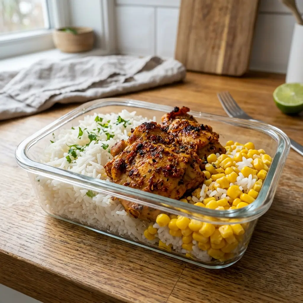 Spicy Chicken + Rice + Corn