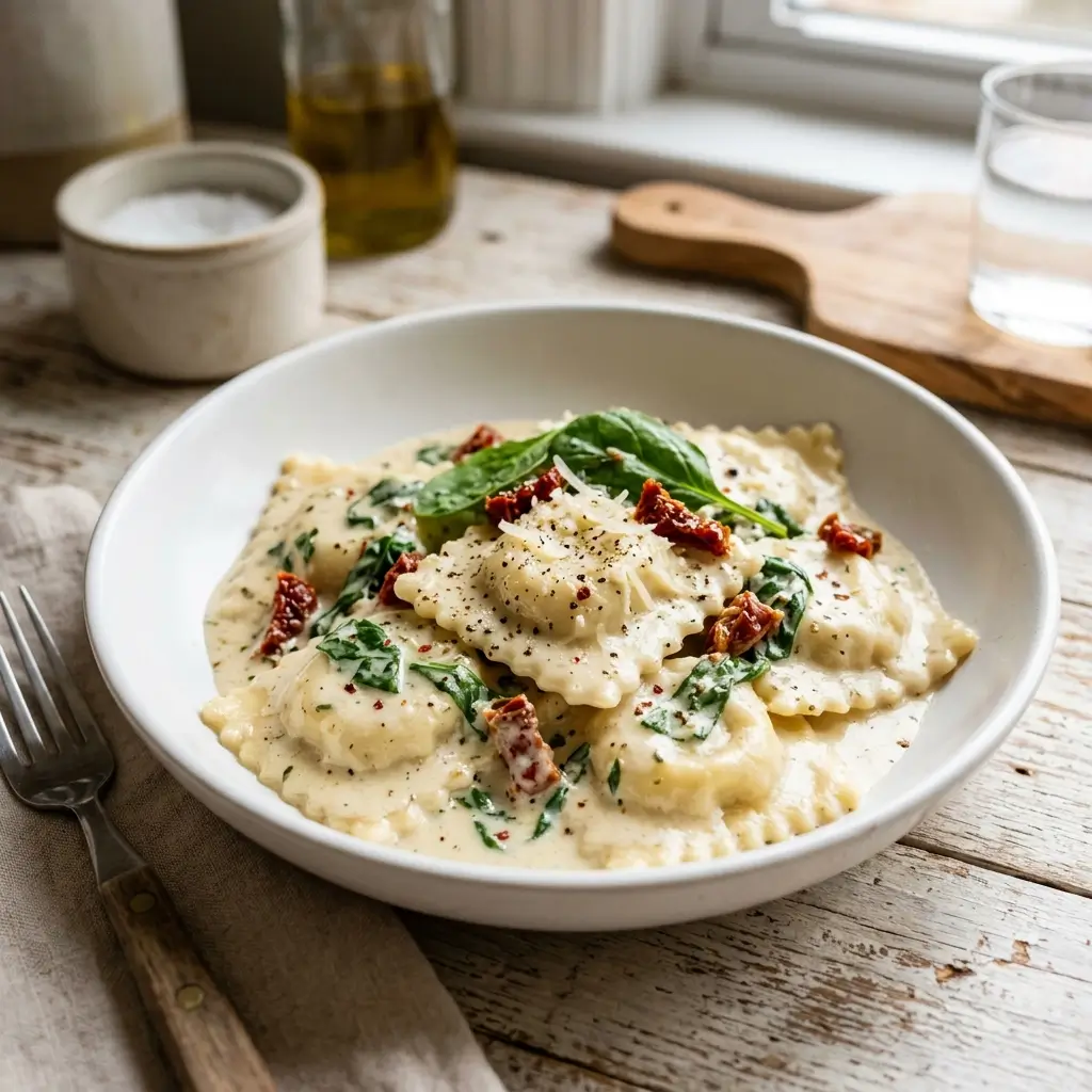 Creamy Tuscan Garlic Ravioli