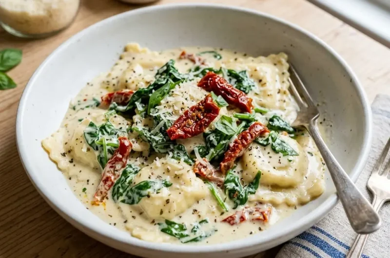 Creamy Tuscan Garlic Ravioli (Ready in 15 Minutes!)