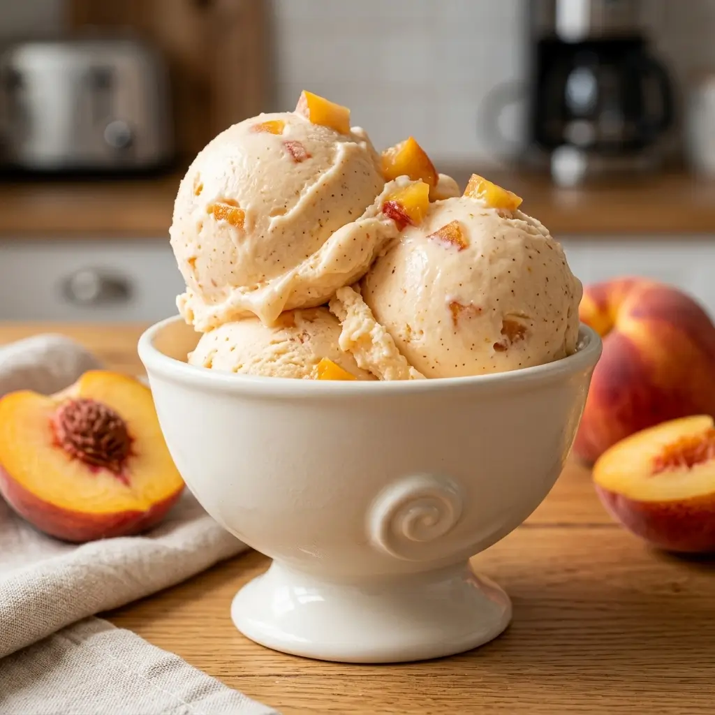 3-Ingredient Blender Peach Ice Cream (No Maker Needed!)