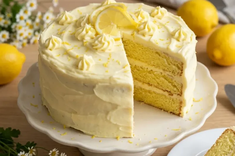 Lemon Velvet Cake with Lemon Cream Cheese Frosting