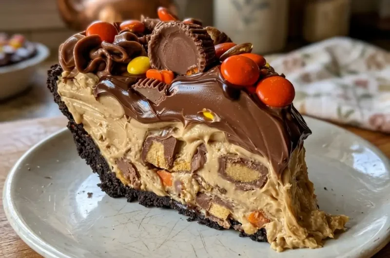 Giant Reese’s Peanut Butter Cup Pie (No-Bake!)