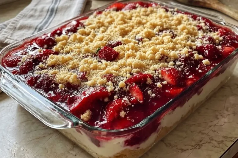 Strawberry Cheesecake Dump Cake (So Easy!)