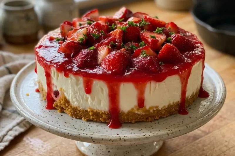 No-Bake Strawberry Cheesecake (No Oven Needed!)