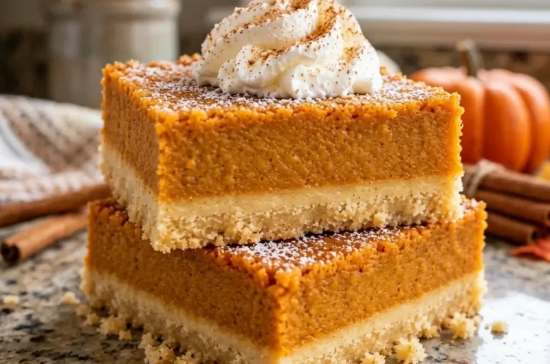 Pumpkin Pie Bars with Shortbread Crust (So Easy!)