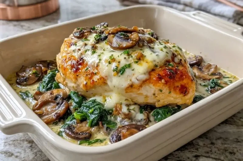 Chicken Spinach and Mushroom Bake (30 Minutes!)