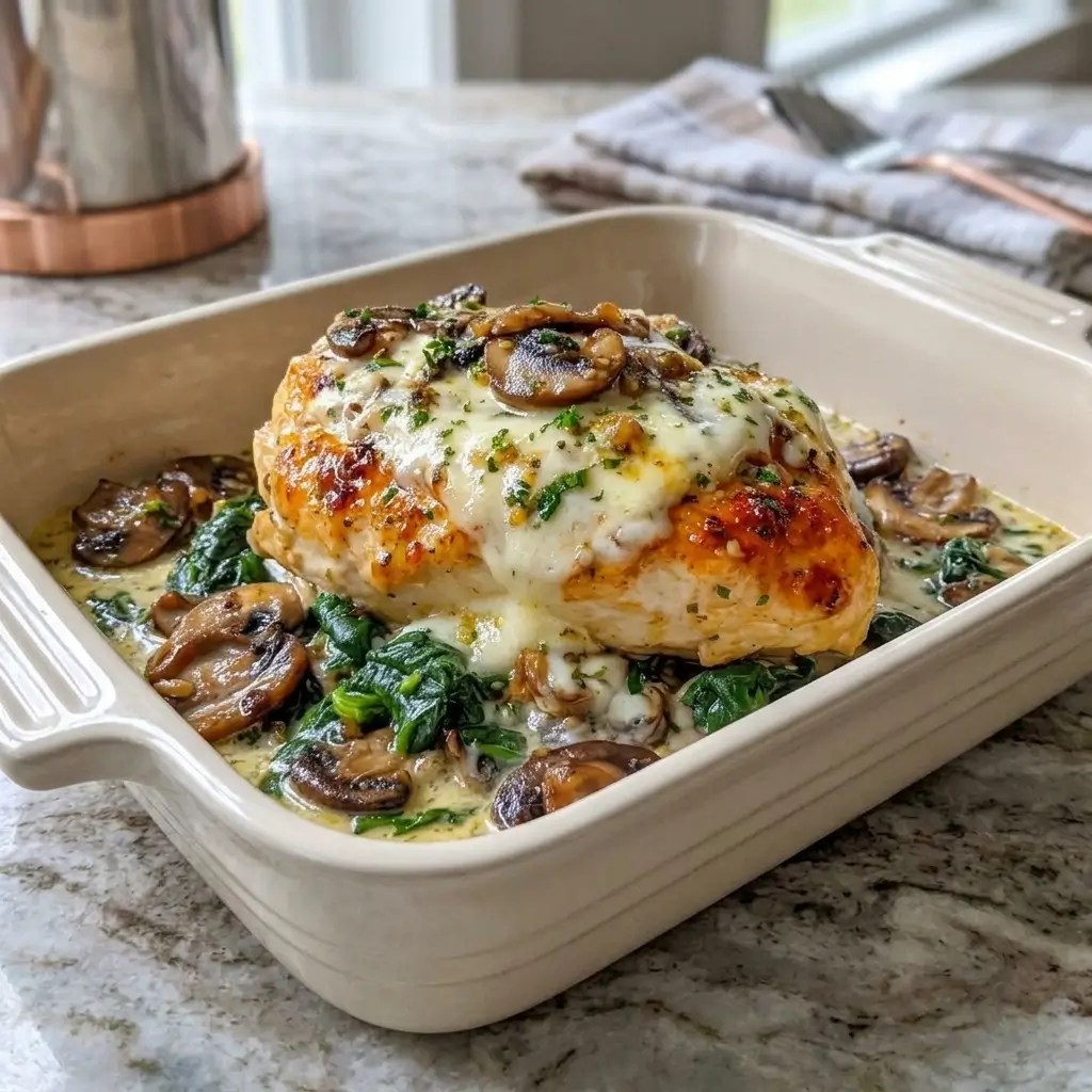Chicken Spinach and Mushroom Bake (30 Minutes!)