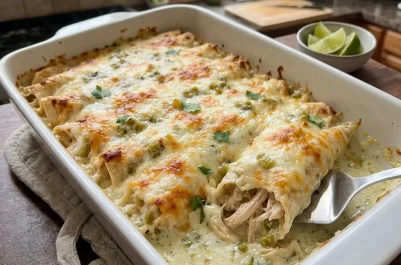 White Chicken Enchiladas (Creamy & Cheesy!)
